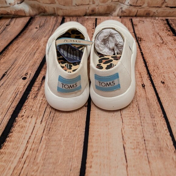 Tom's Alpargata Mallow Casual White Canvas Slip-On Shoes with Leopard Insole 6 - Picture 7 of 12